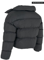 Vintage Shawl Collar Puffer Jacket - Black