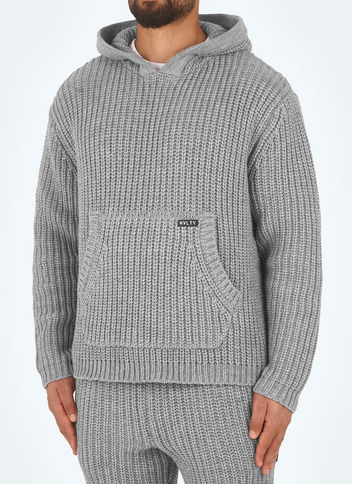 Heavyweight Knitted Hoodie - Grey