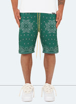 Paisley Mesh Shorts - Green