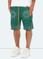 Paisley Mesh Shorts - Green