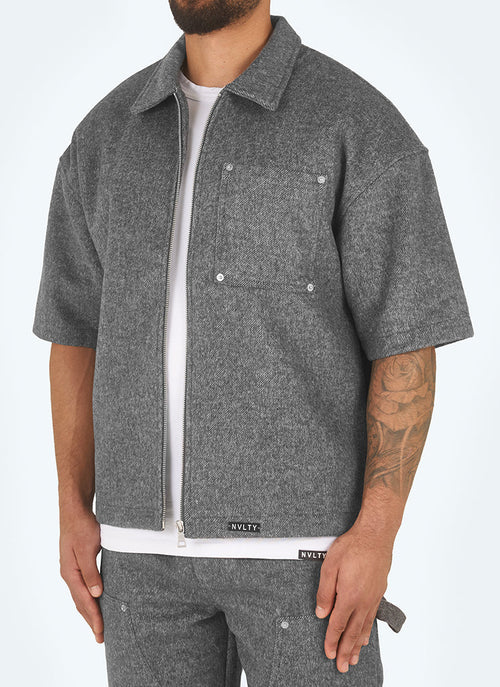 Heavyweight Wool Rivet Shirt - Grey