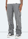 Nylon Flare Zipper Pants - Grey