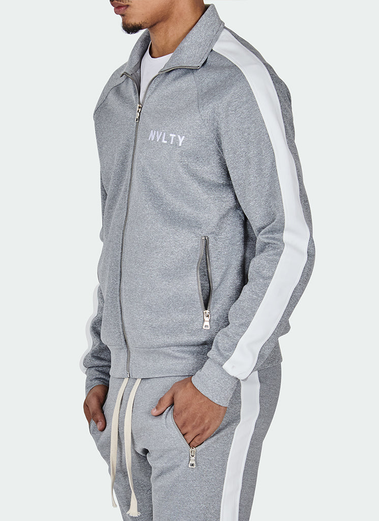 Bahnen-Trainingsjacke – Grau/Weiß