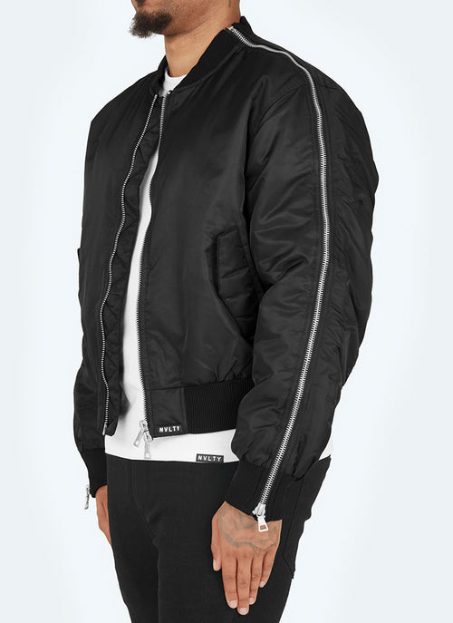 Heavyweight Zipper Bomber Jacket - Black