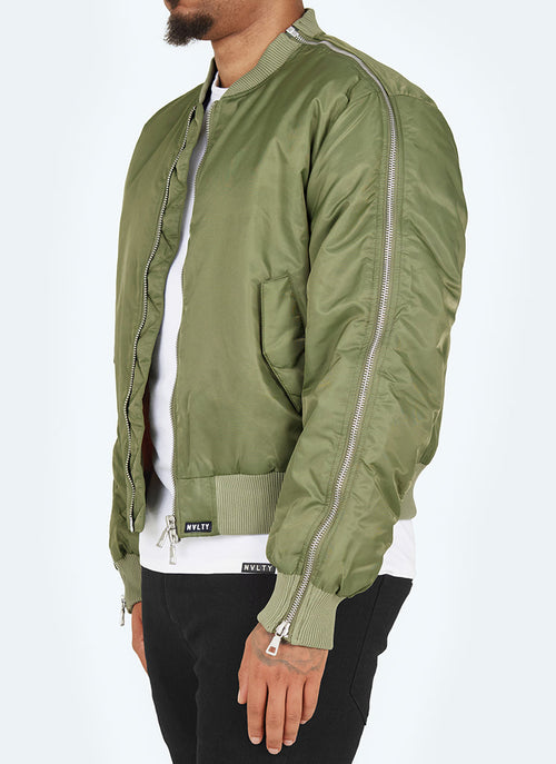 Heavyweight Zipper Bomber Jacket - Khaki