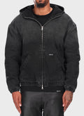 Heavyweight Denim Zip Hoodie - Black