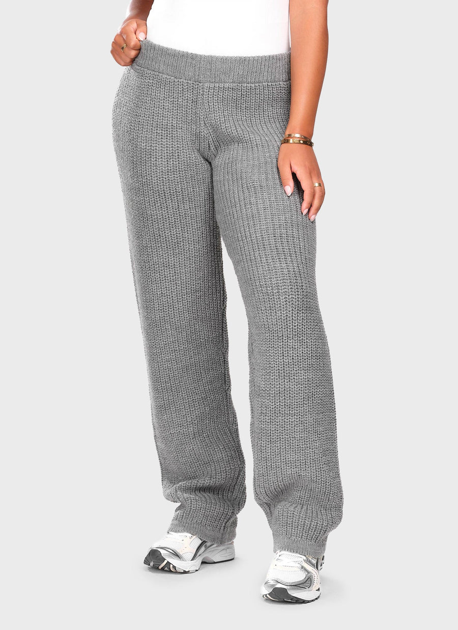 Heavyweight Knitted Joggers - Grey