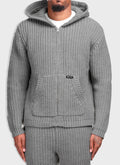 Heavyweight Knitted Zip Hoodie - Grey