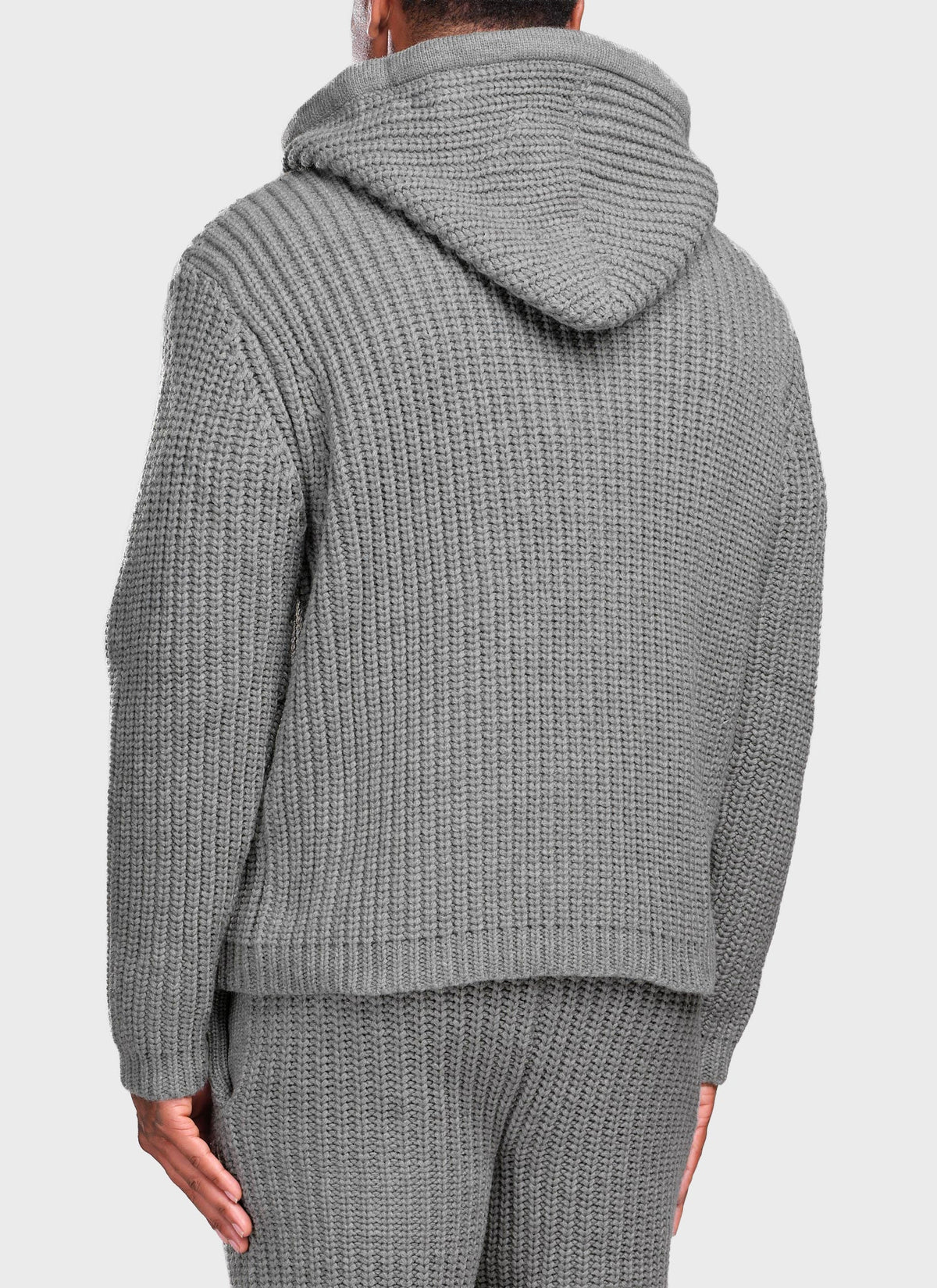 Heavyweight Knitted Zip Hoodie - Grey
