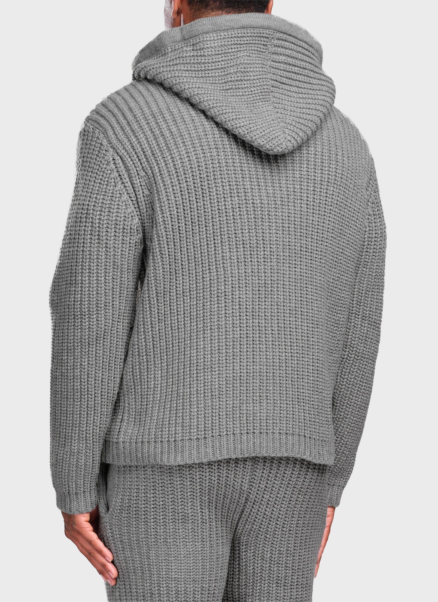 Heavyweight Knitted Zip Hoodie - Grey