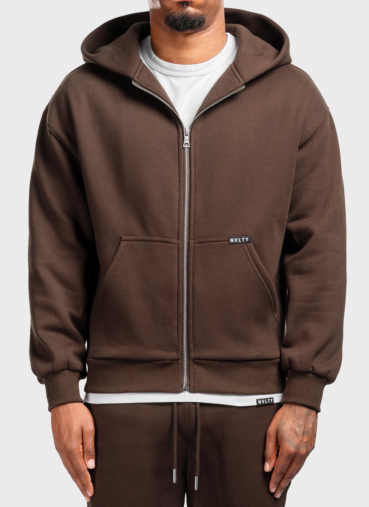 Heavyweight Luxe Zip Hoodie - Brown