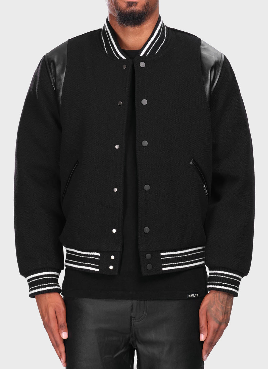 Heavyweight Wool Bomber Jacket - Black