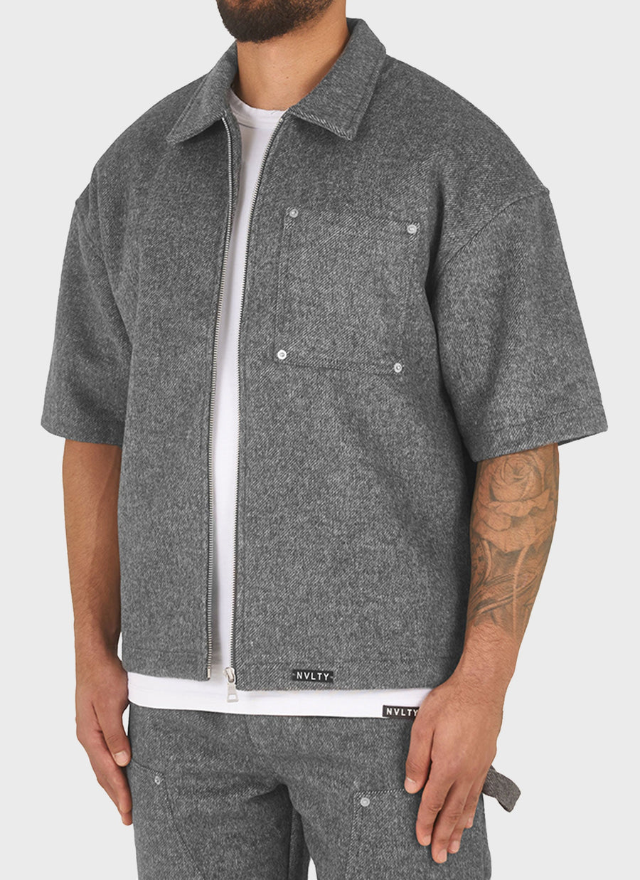 Heavyweight Wool Rivet Shirt - Grey