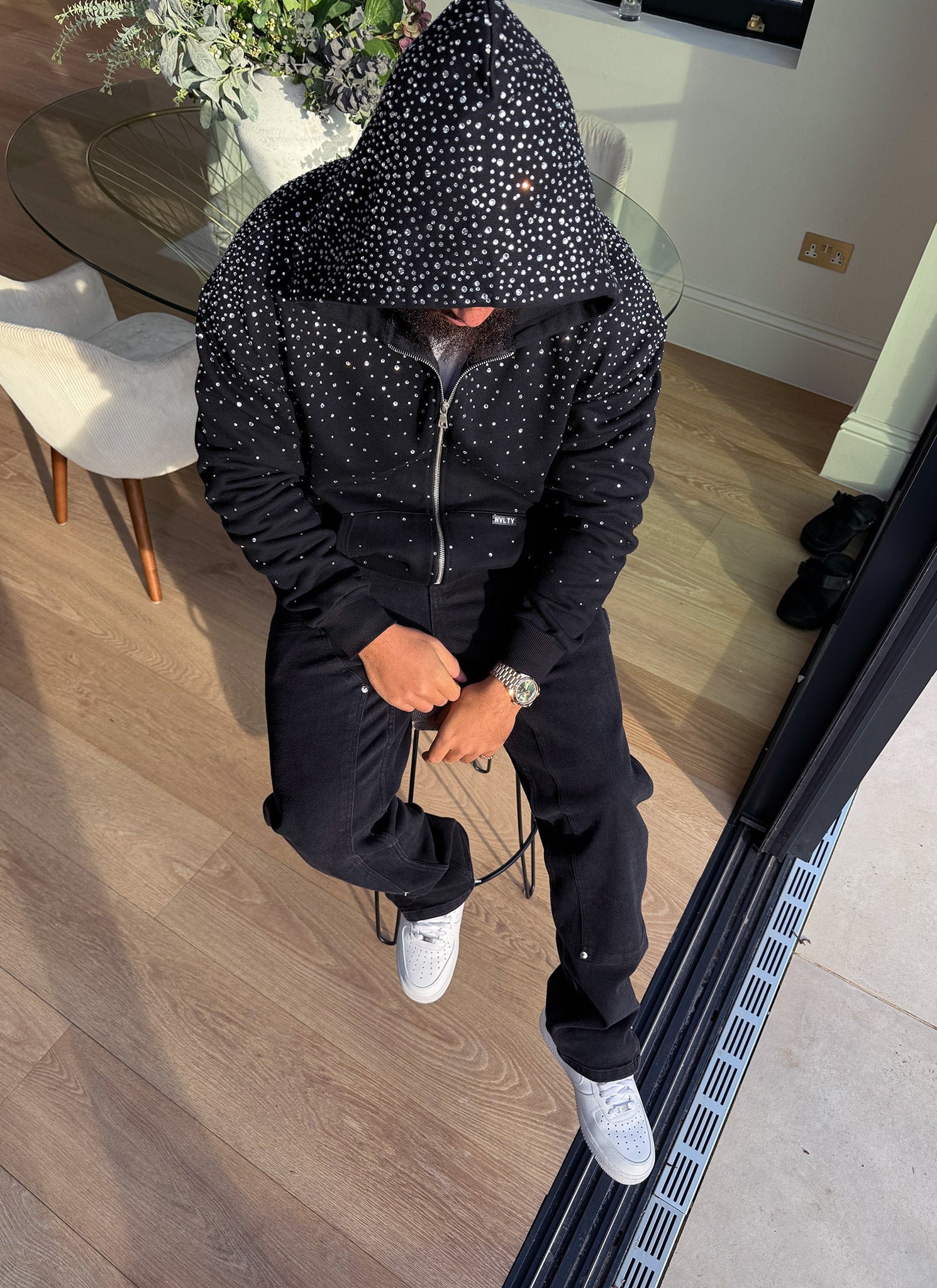 Vintage Flooded VVS Zip Hoodie - Black