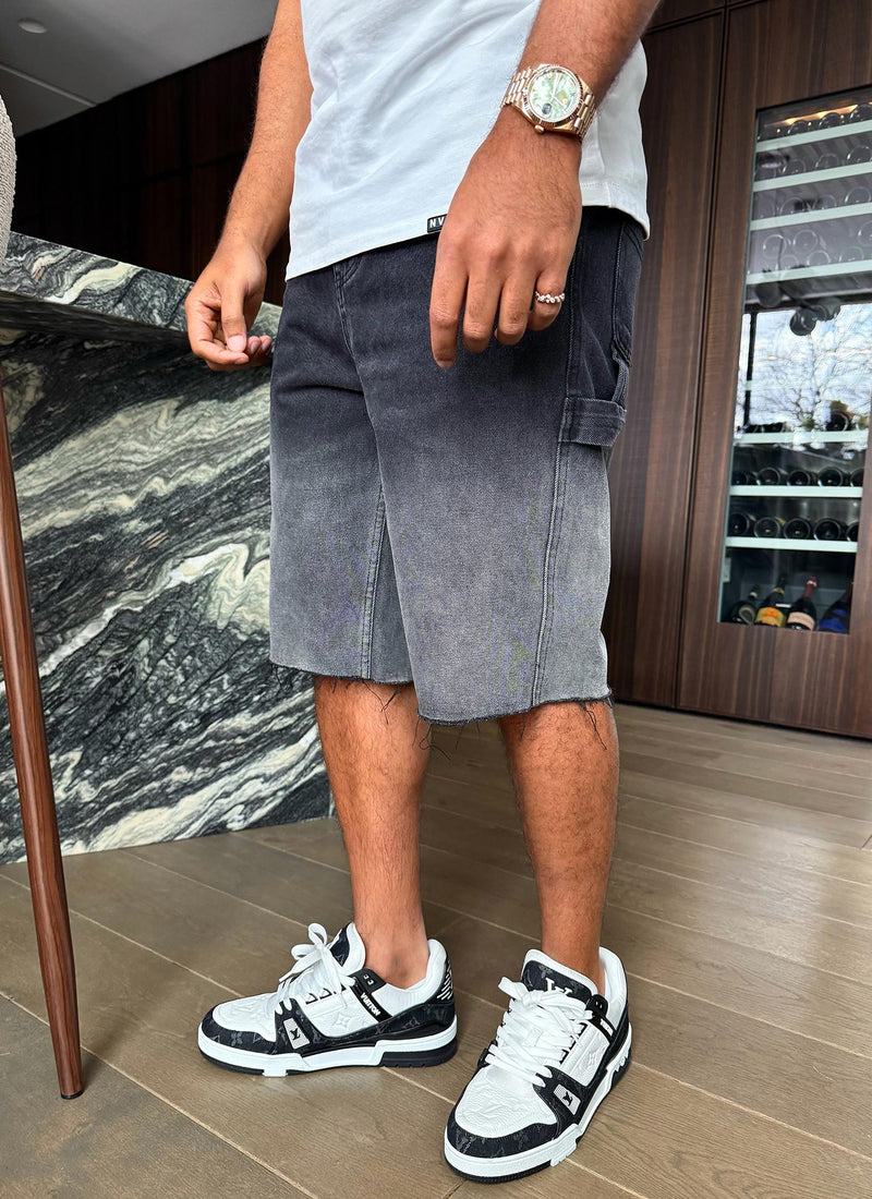 Vintage Deep Fade Denim Shorts - Black