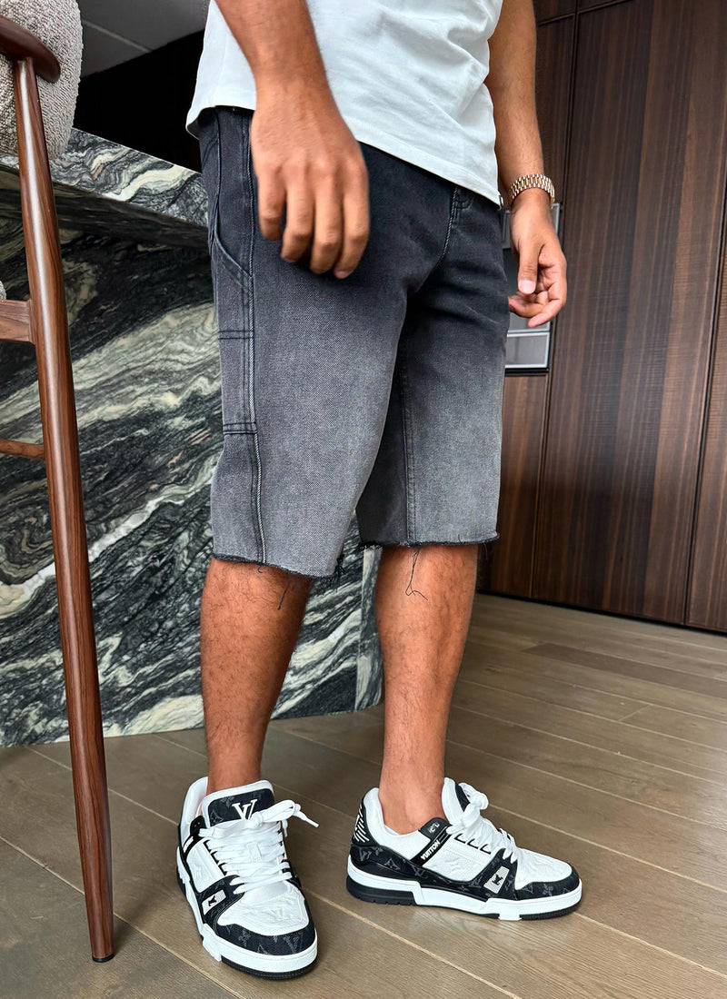 Vintage Deep Fade Denim Shorts - Black