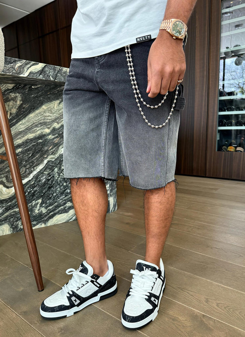 Vintage Deep Fade Denim Shorts - Black