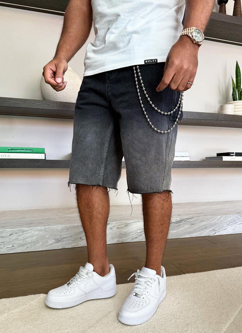 Vintage Deep Fade Denim Shorts - Black