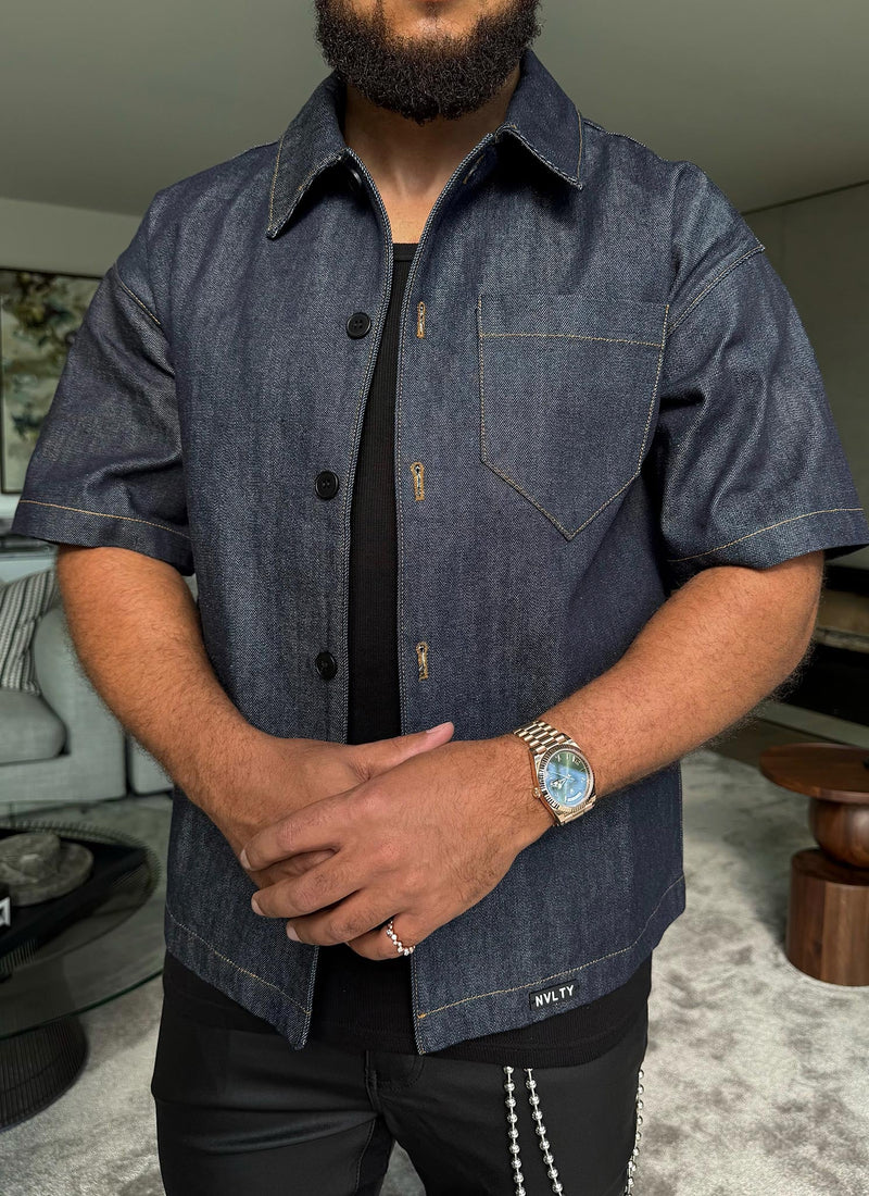 Structured Selvedge Denim Shirt - Indigo