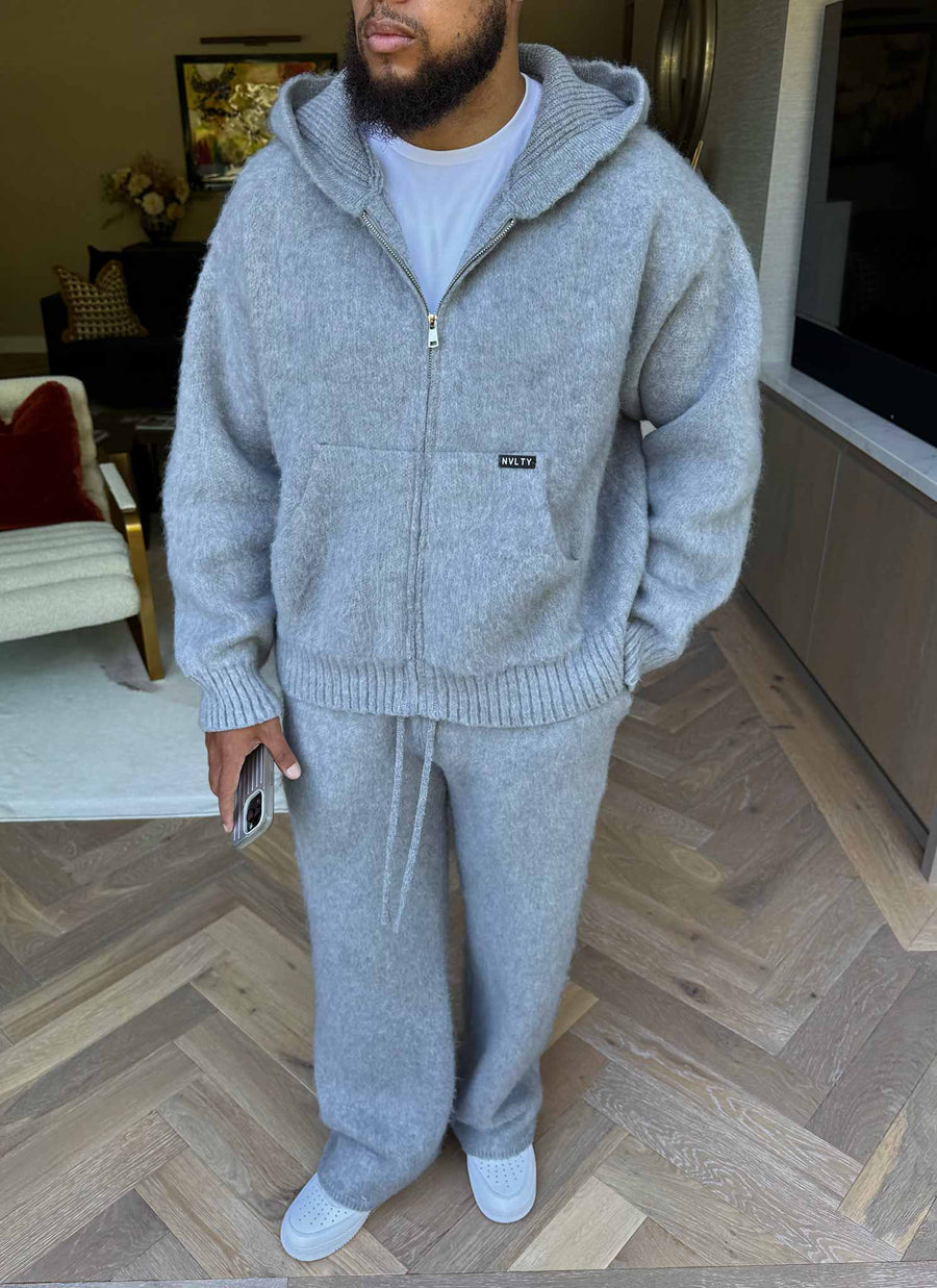 Mohair Zip Hoodie - Grey