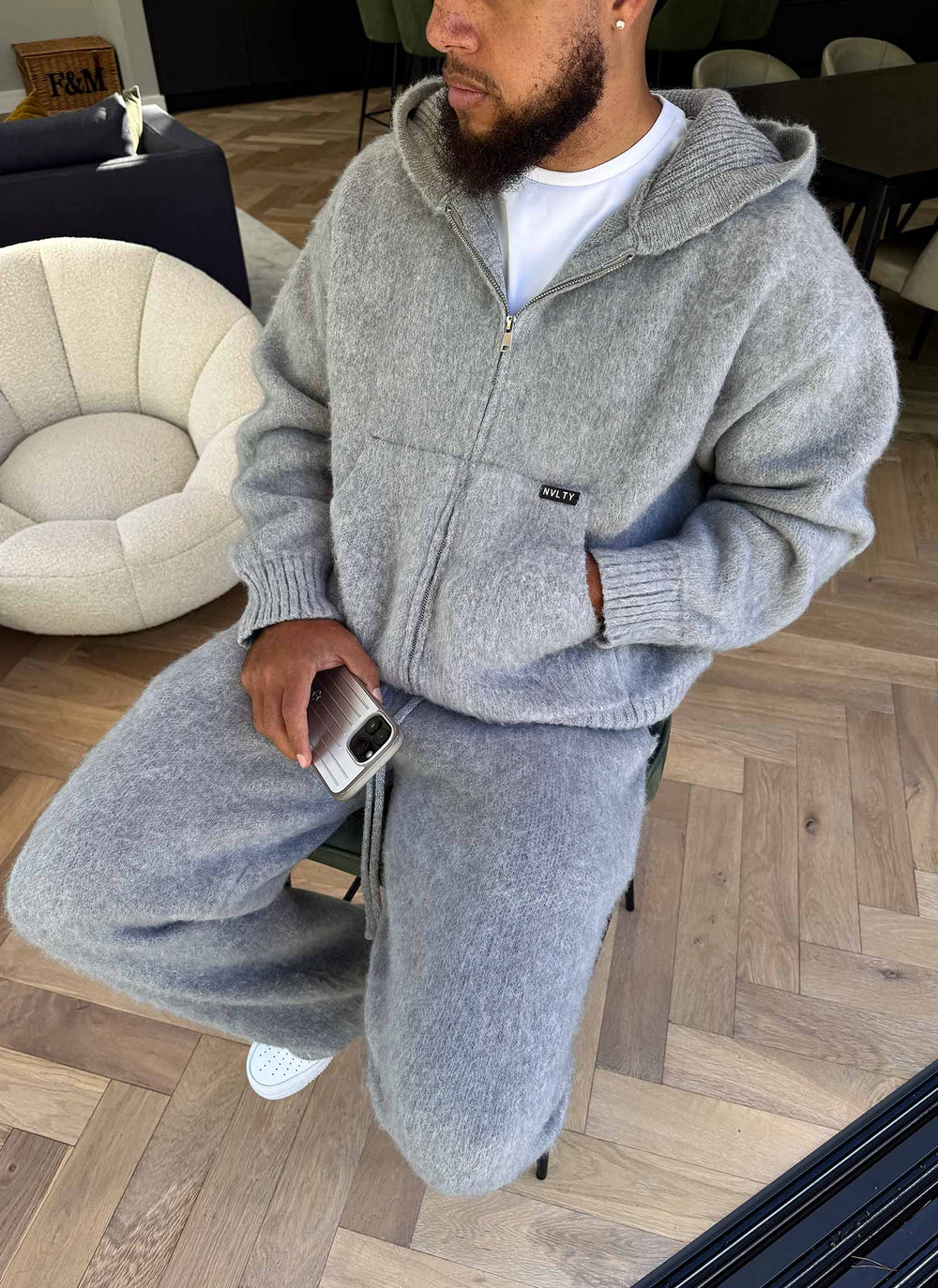 Mohair Zip Hoodie - Grey