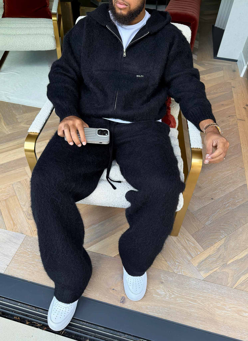 Mohair Zip Hoodie - Black
