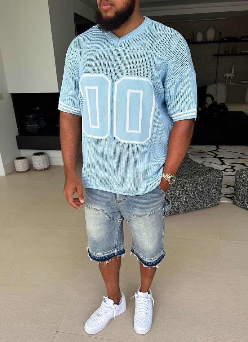 Knitted Members Jersey - Baby Blue