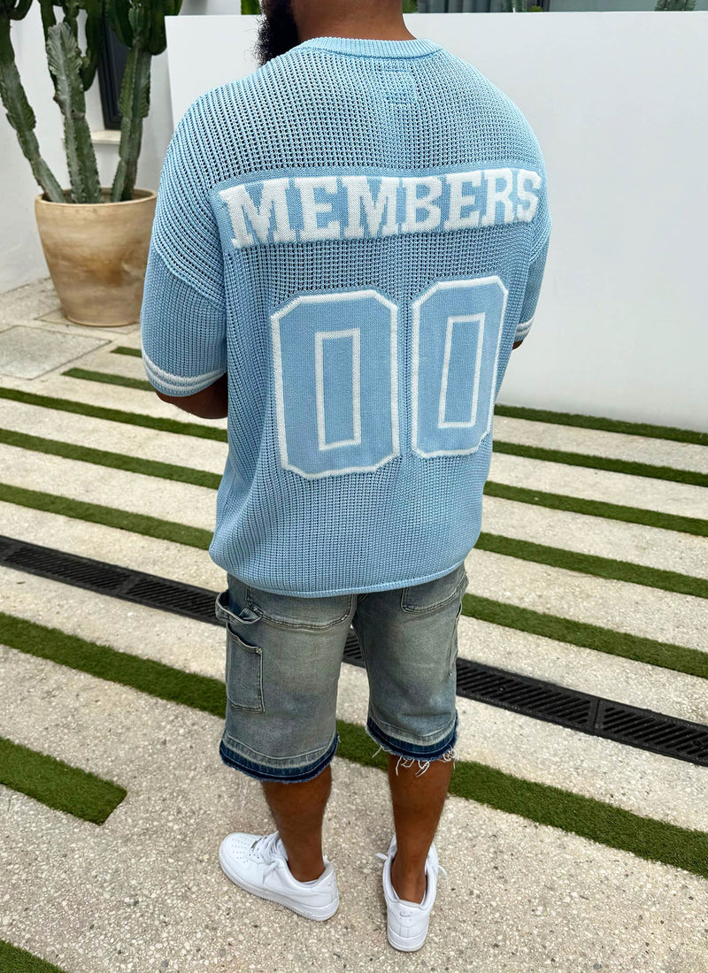 Knitted Members Jersey - Baby Blue