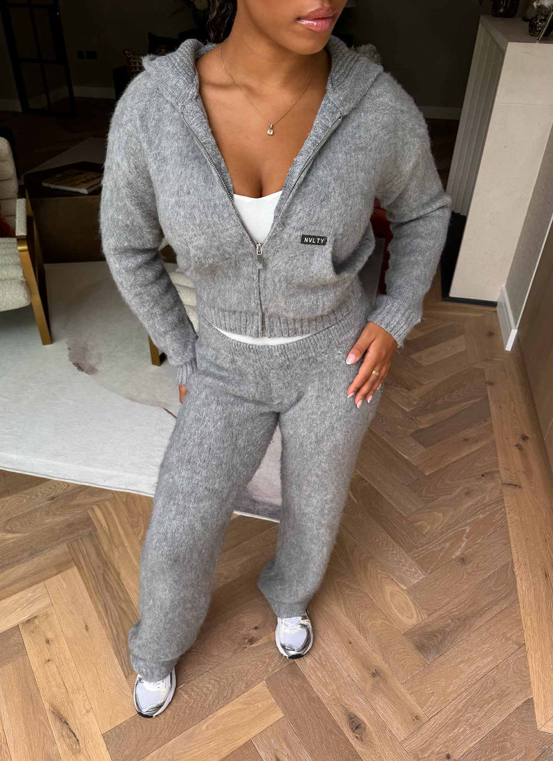 Mohair Zip Hoodie - Grey