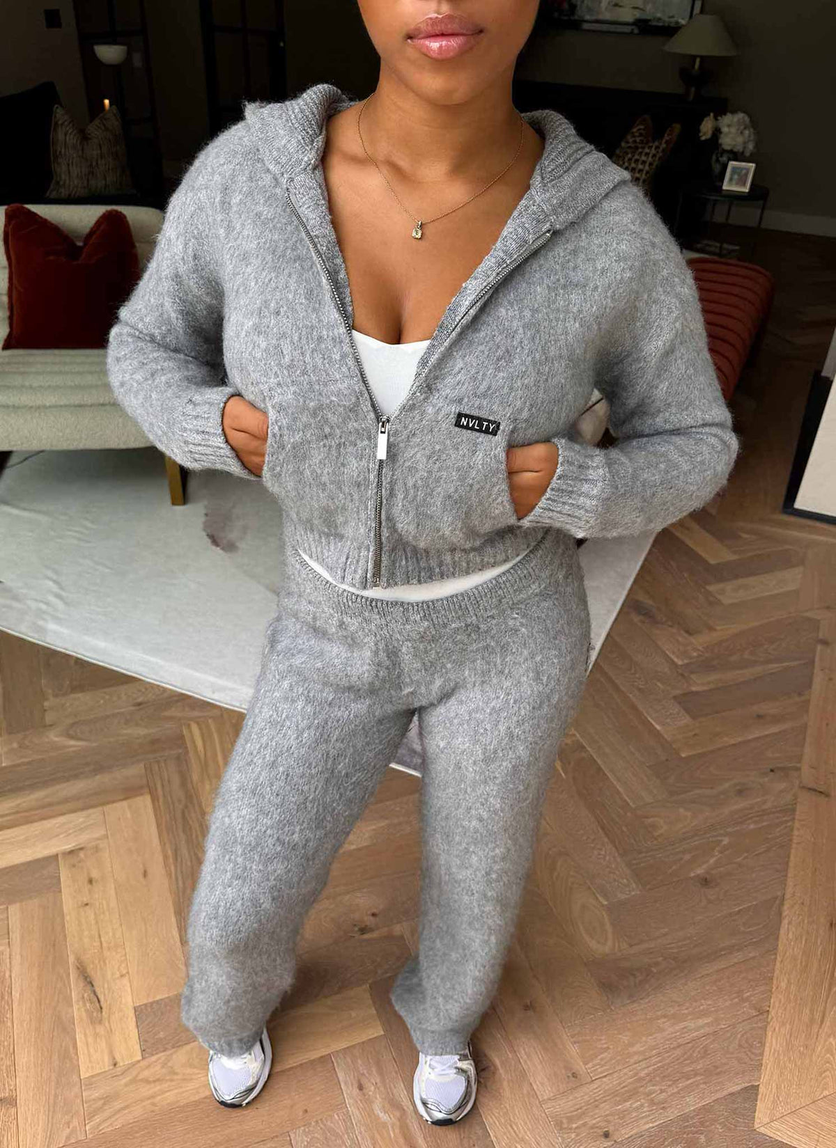 Mohair Zip Hoodie - Grey