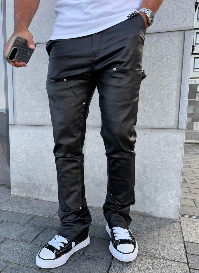 Vintage Flare Wax Carpenter Jeans - Black