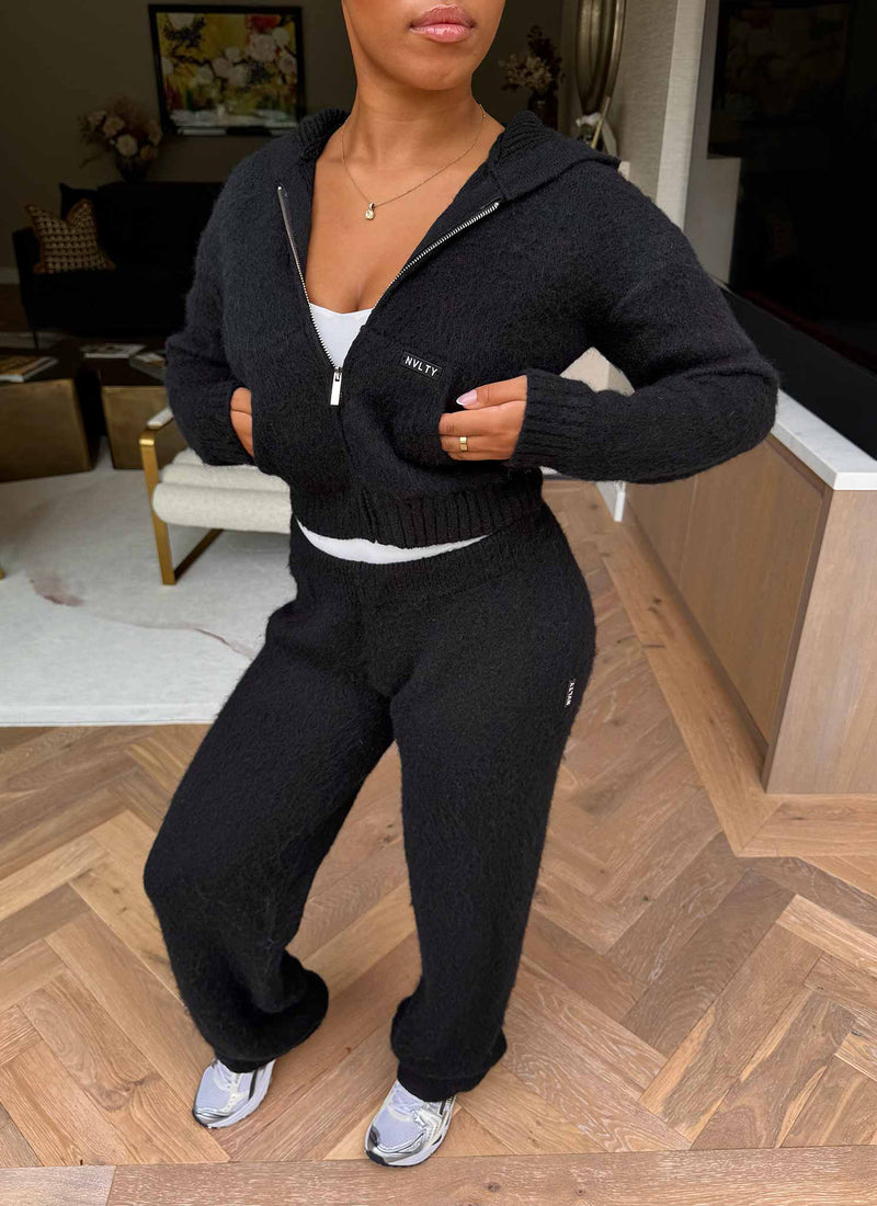 Mohair Zip Hoodie - Black