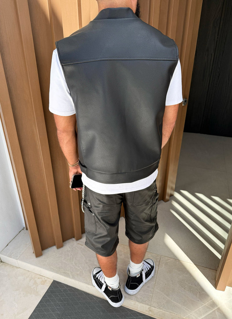 Leather Vest - Black