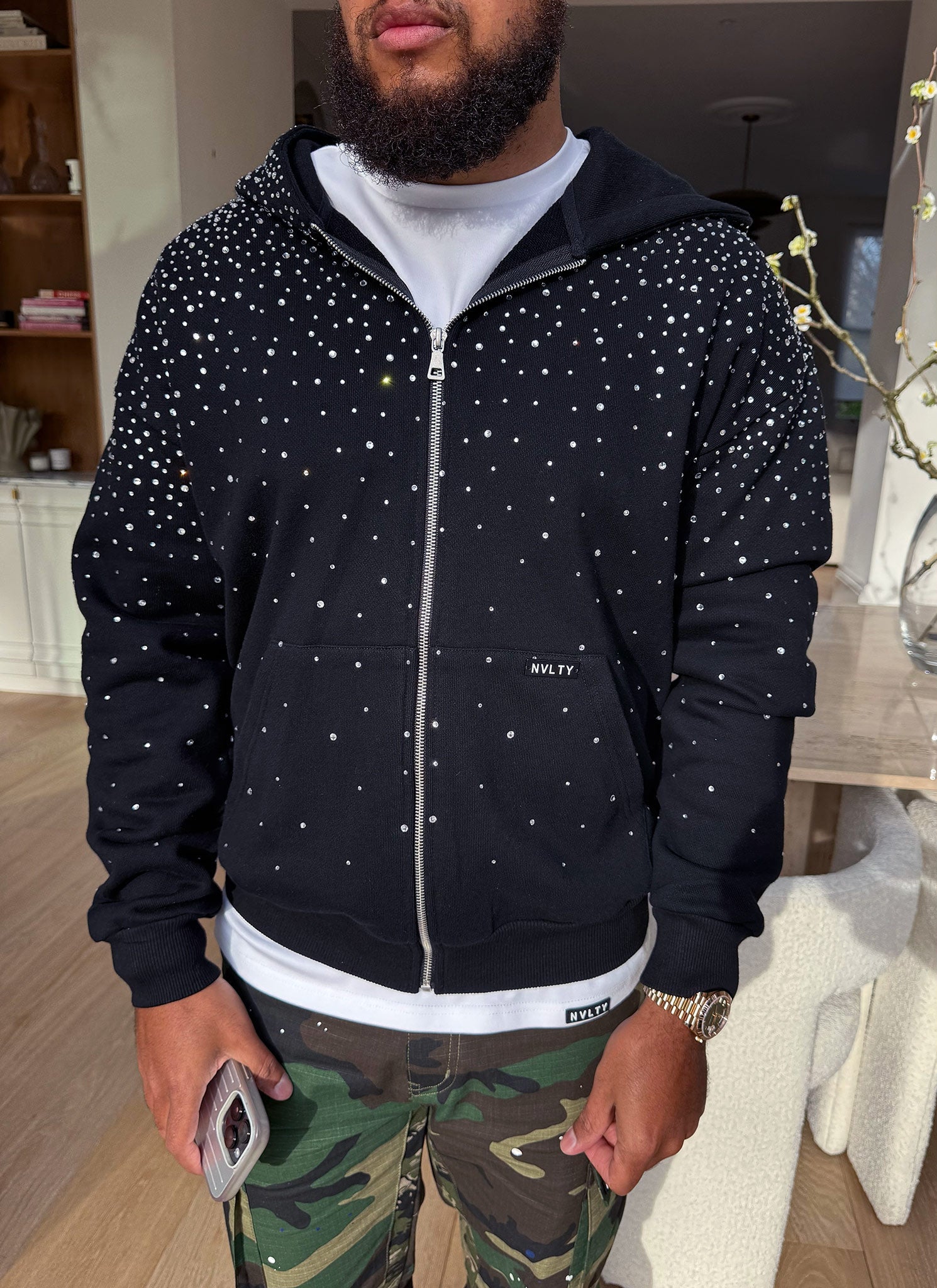 Vintage Flooded VVS Zip Hoodie - Black