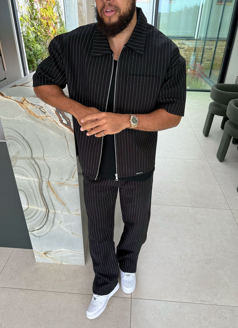 Heavyweight Pinstripe Shirt - Black
