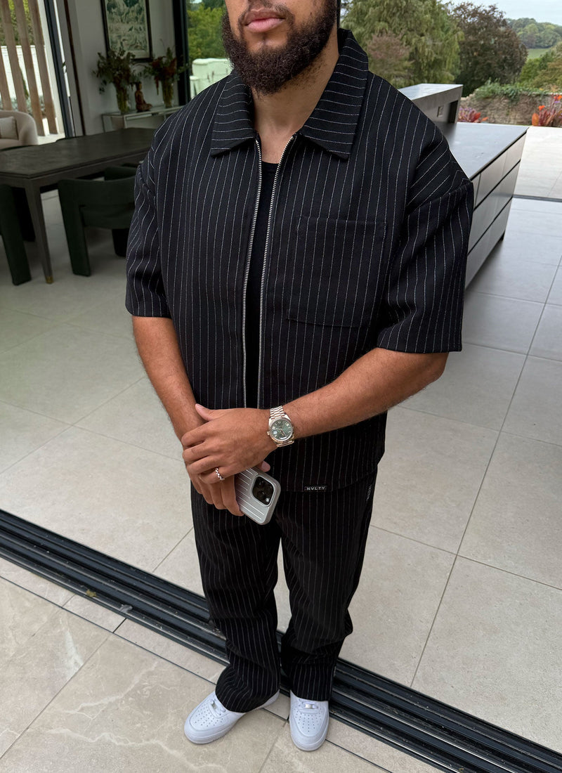 Heavyweight Pinstripe Shirt - Black