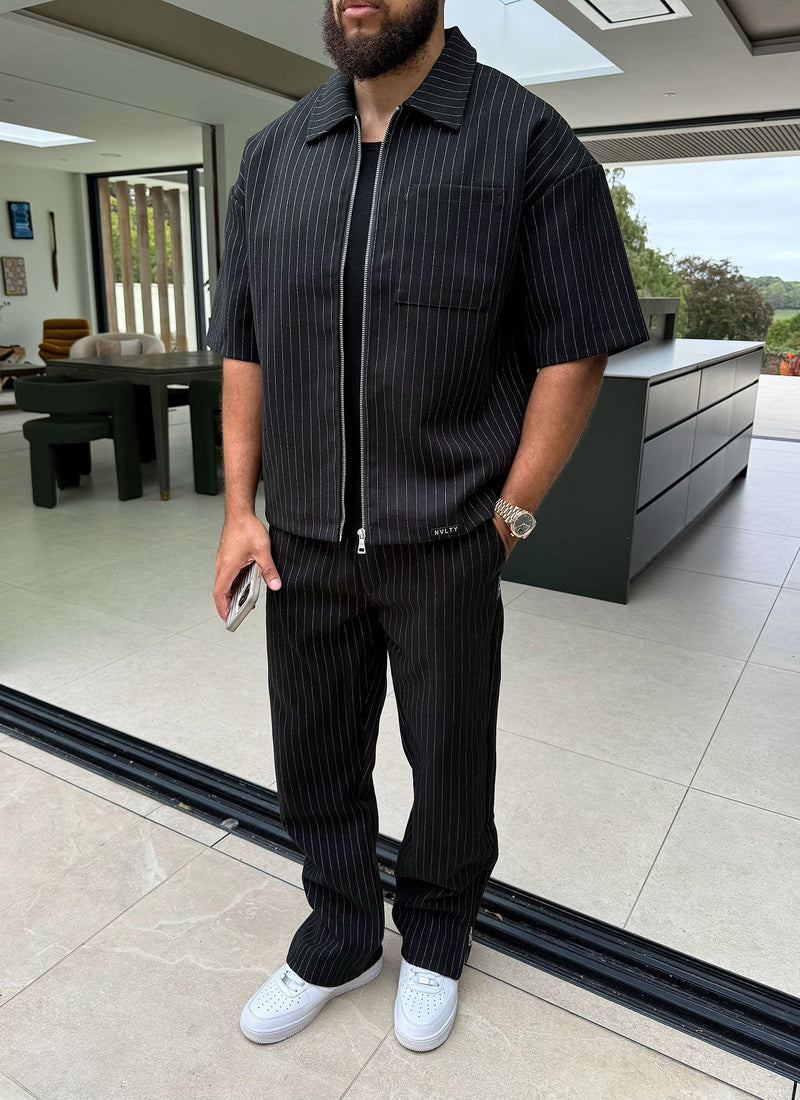 Heavyweight Pinstripe Shirt - Black