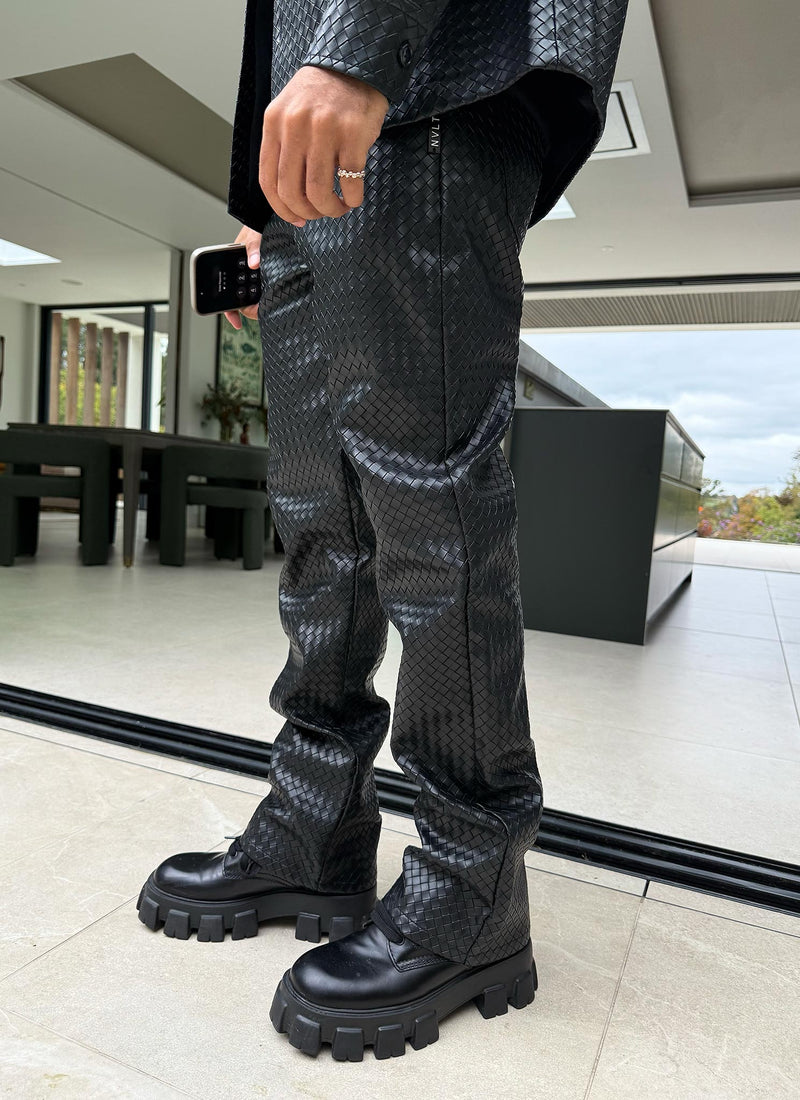 Leather Interlock Pants - Black