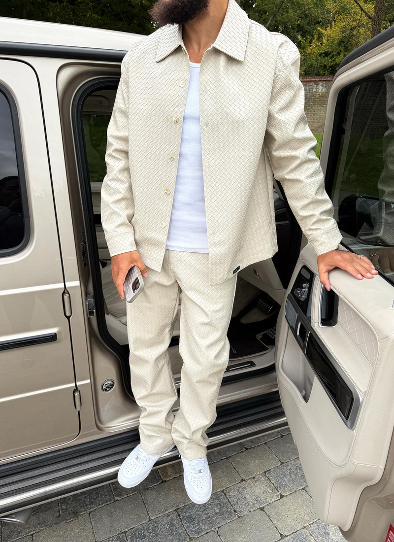 Leather Interlock Pants - Ivory