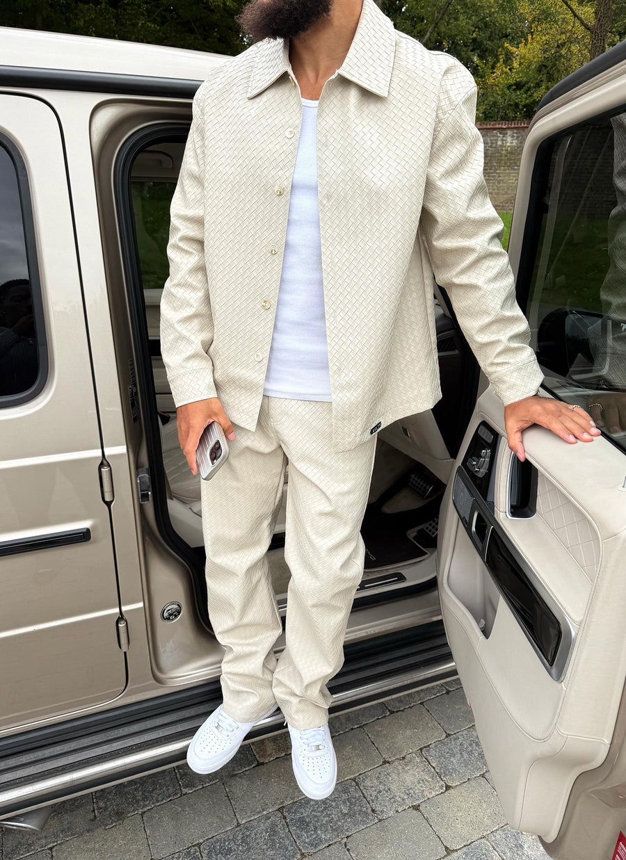 Leather Interlock Pants - Ivory