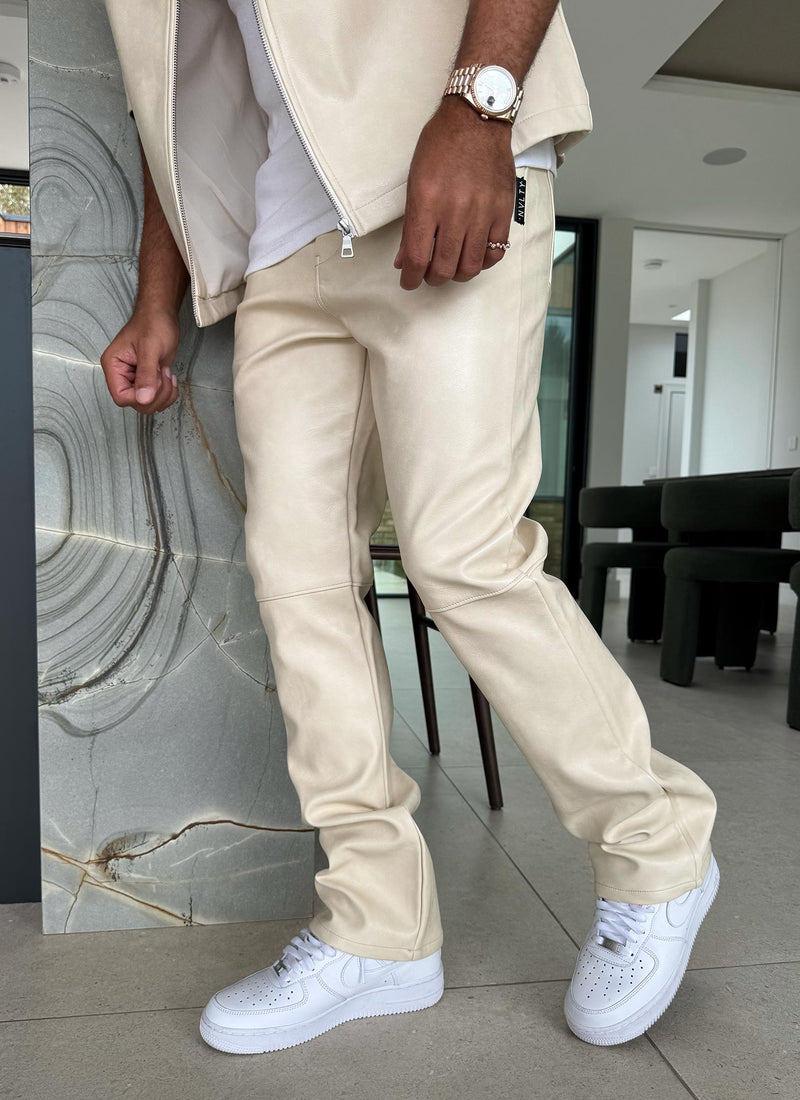 Heavyweight Leather Pants - Ivory