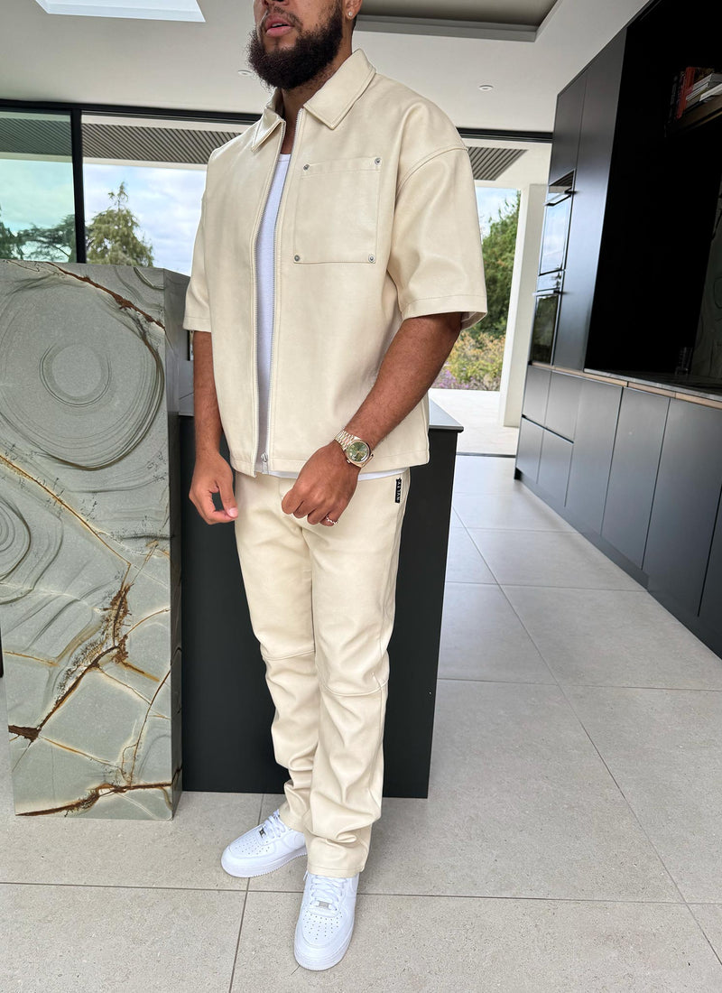 Heavyweight Leather Pants - Ivory