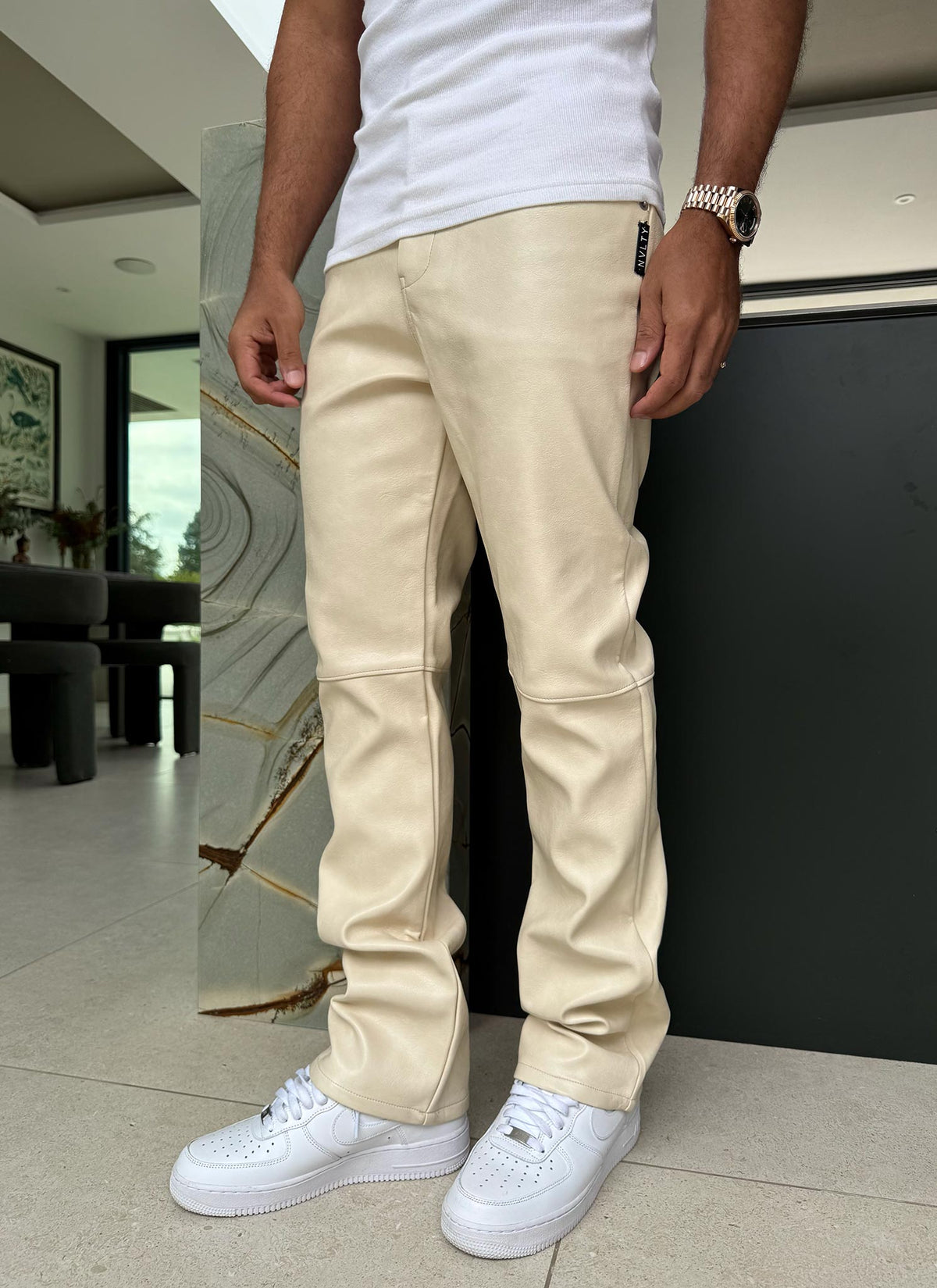 Heavyweight Leather Pants - Ivory