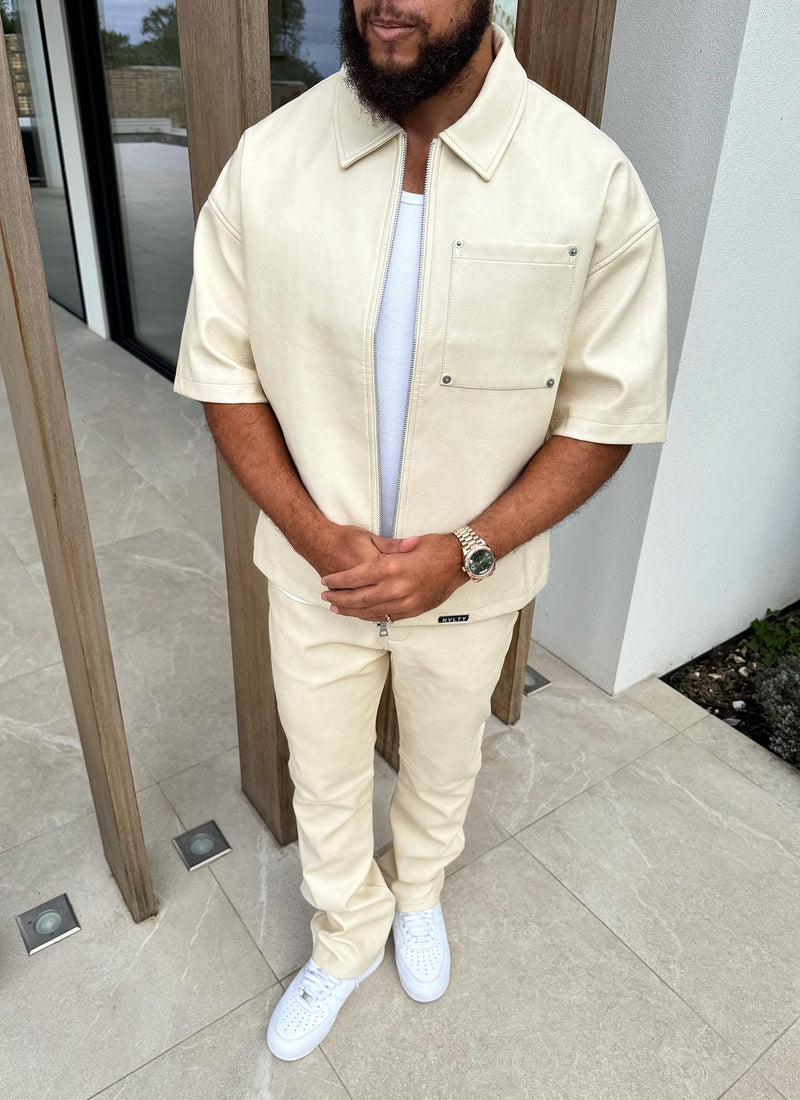 Heavyweight Leather Pants - Ivory