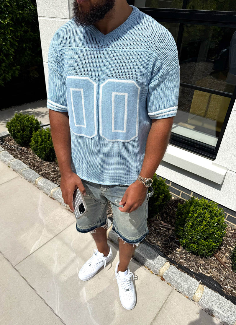 Knitted Members Jersey - Baby Blue