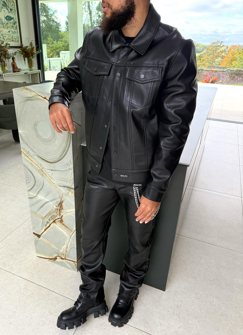 Heavyweight Leather Pants - Black