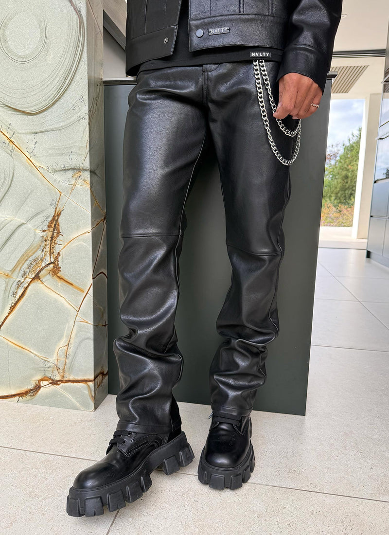 Heavyweight Leather Pants - Black