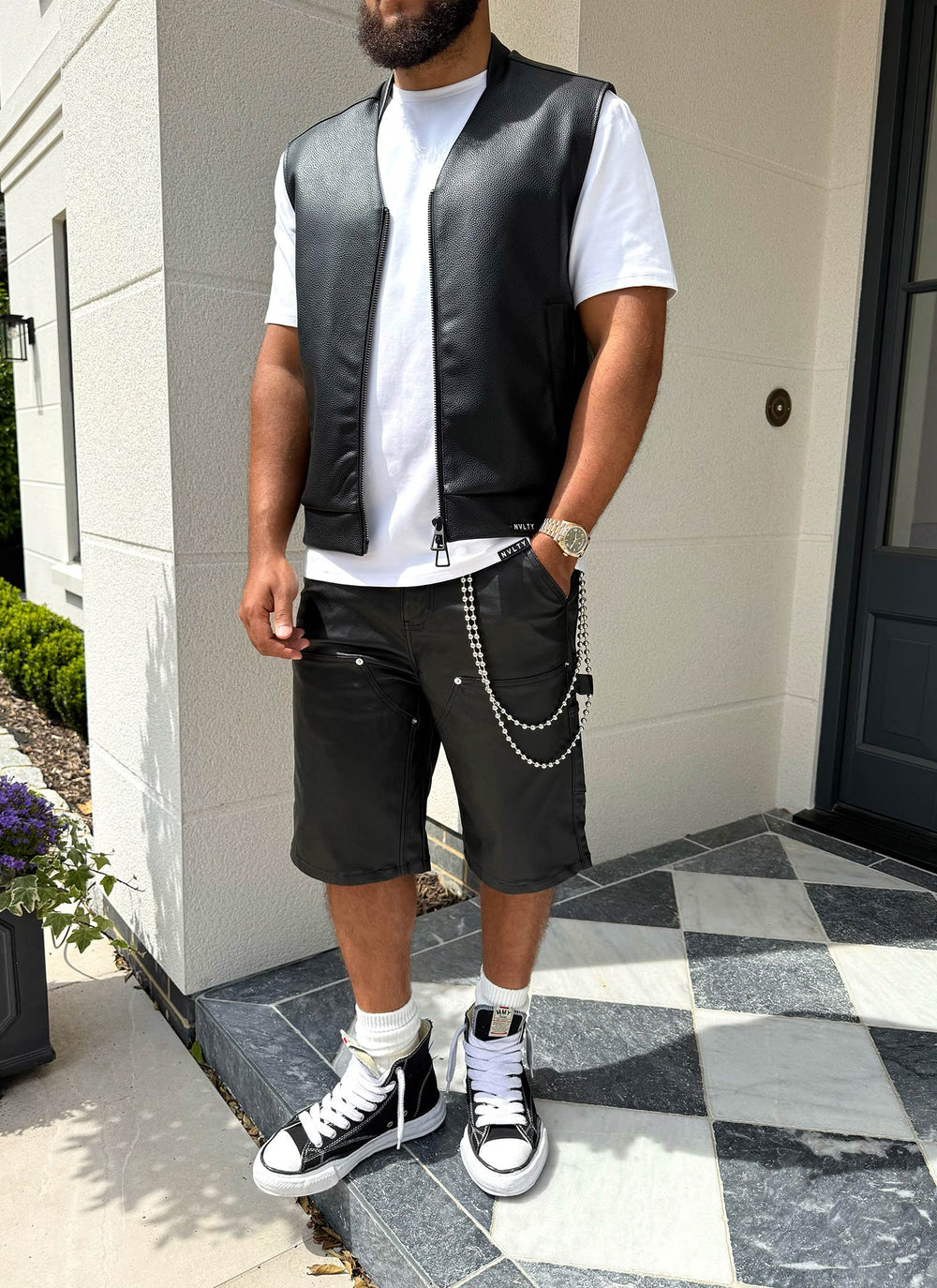 Leather Vest - Black