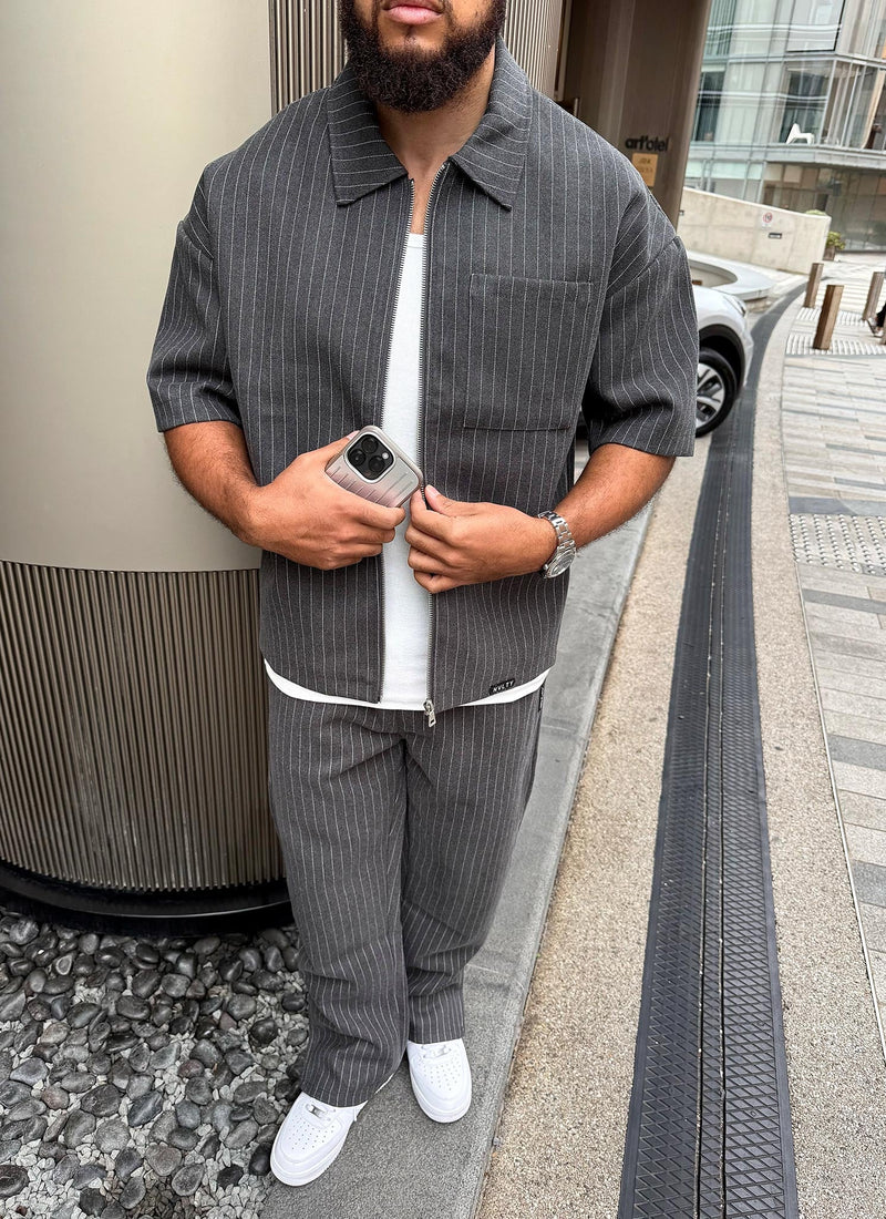 Heavyweight Pinstripe Shirt - Grey