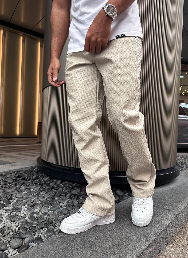 Leather Interlock Pants - Ivory